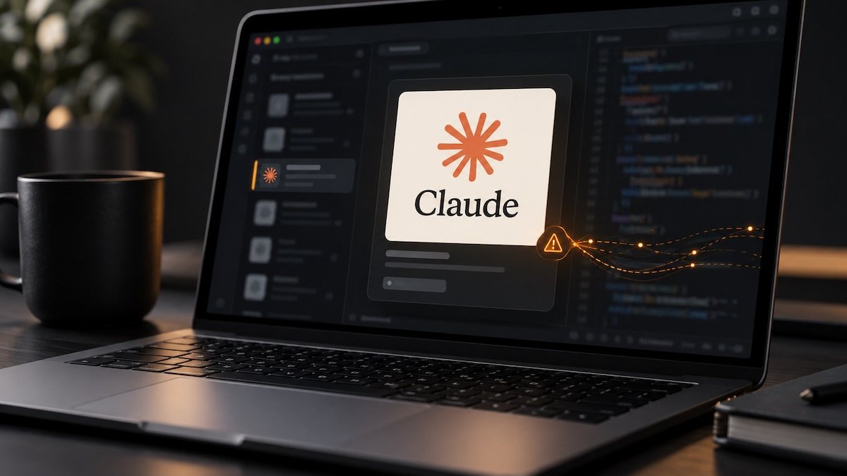 הדמיה של לוגו Claude בסביבת פיתוח, לצד אזהרת אבטחה על הרחבה.